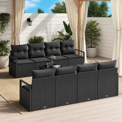 Black Rattan 9-Piece Modular Outdoor Sofa Set