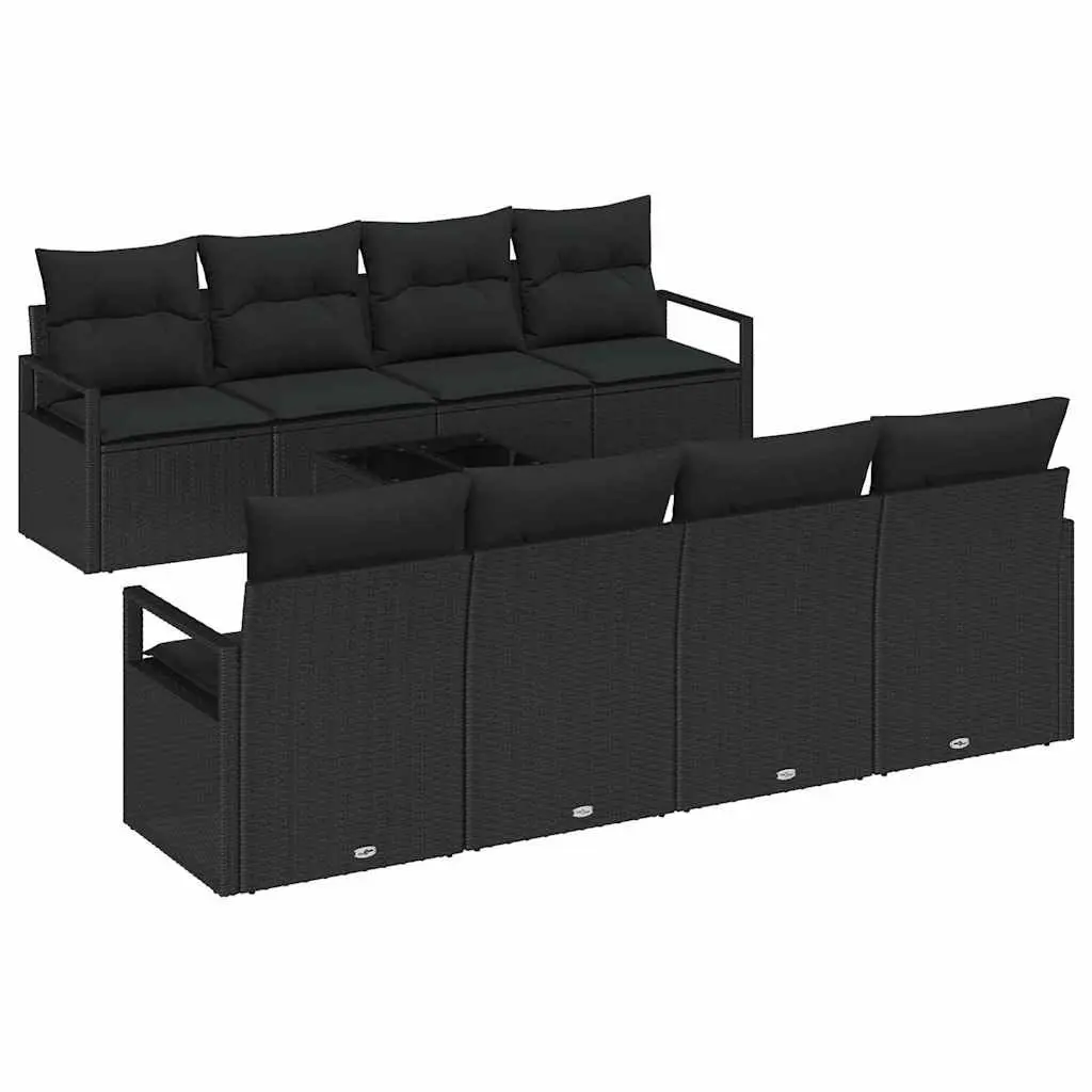 Black Rattan 9-Piece Modular Outdoor Sofa Set