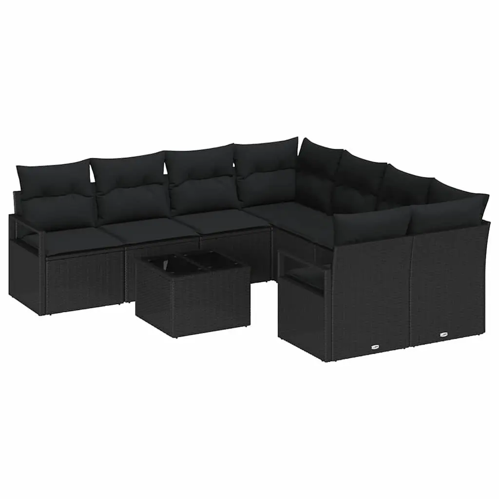 9-Piece Modular Rattan Sofa Set for Outdoor Spaces