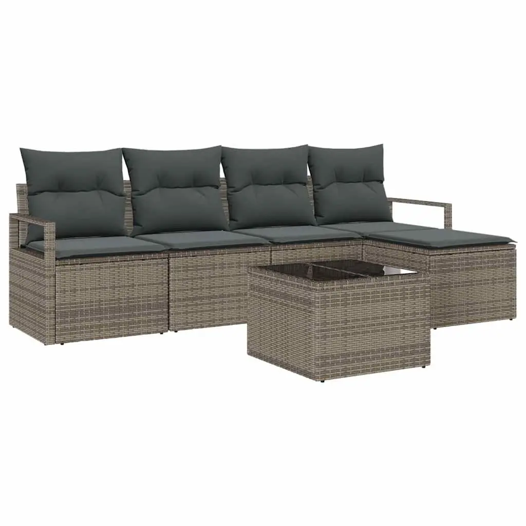 6-Piece Modular Light Grey Outdoor Sofa Set with Storage
