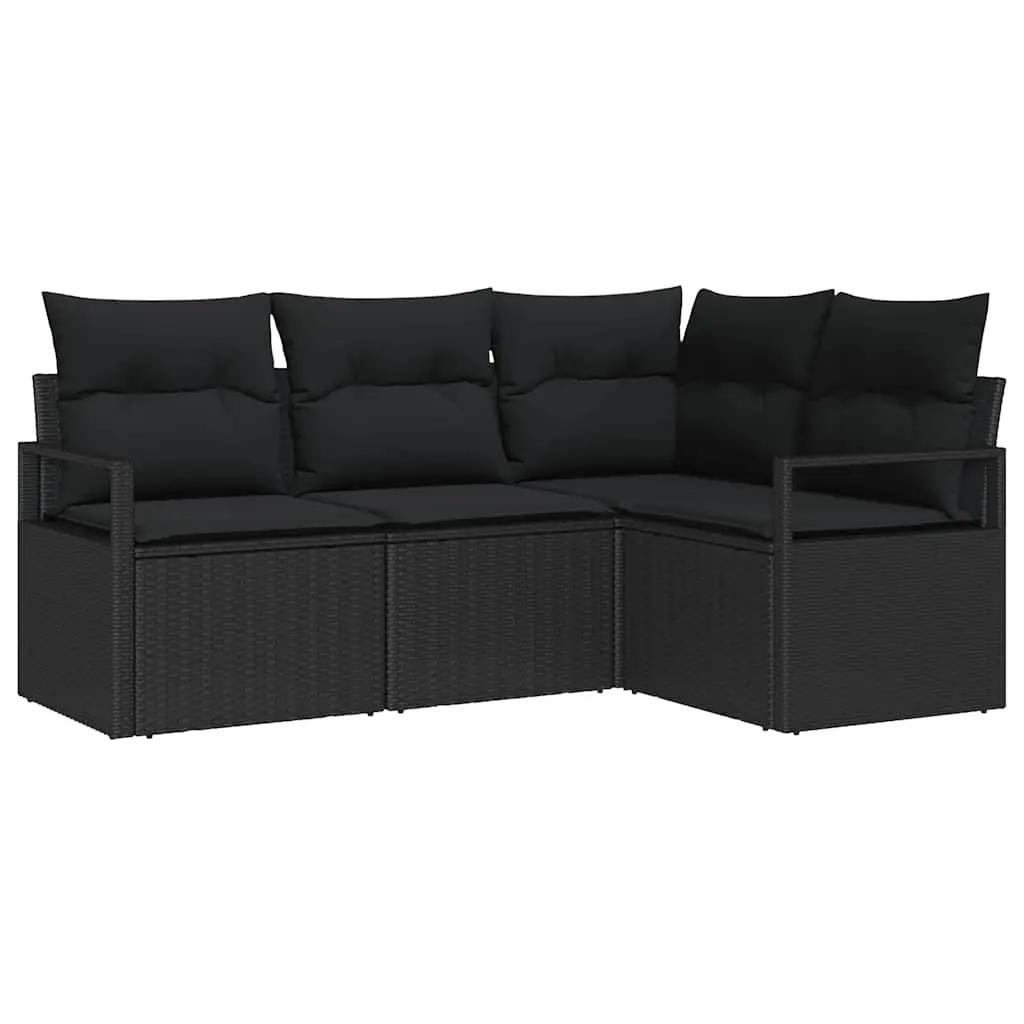 Modular Black Poly Rattan Outdoor Sofa Set for Comfort