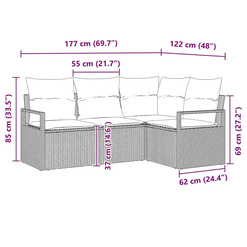 Modular Black Poly Rattan Outdoor Sofa Set for Comfort