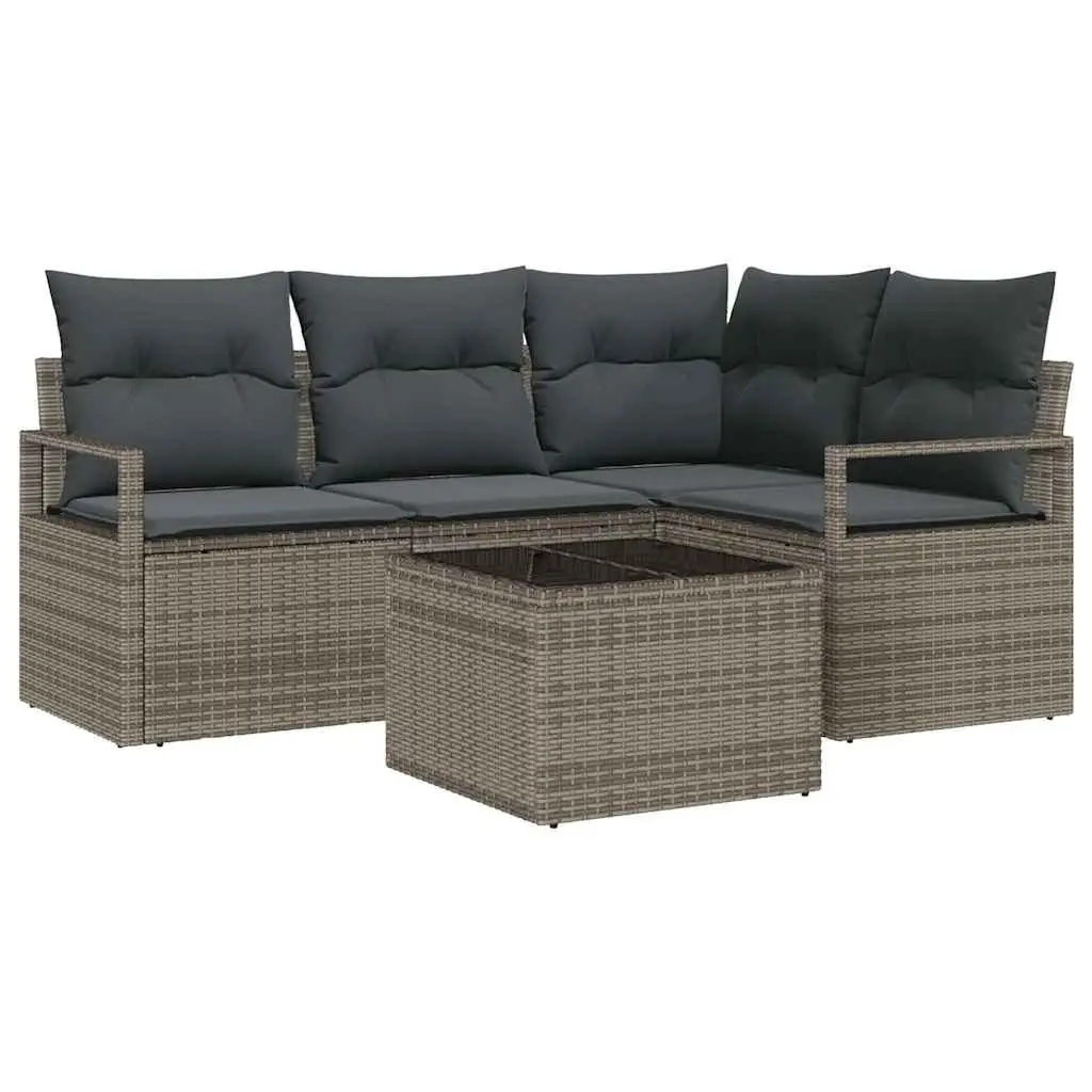 5 Piece Light Grey Outdoor Sofa Set with Storage