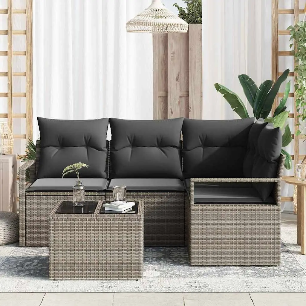 5 Piece Light Grey Outdoor Sofa Set with Storage