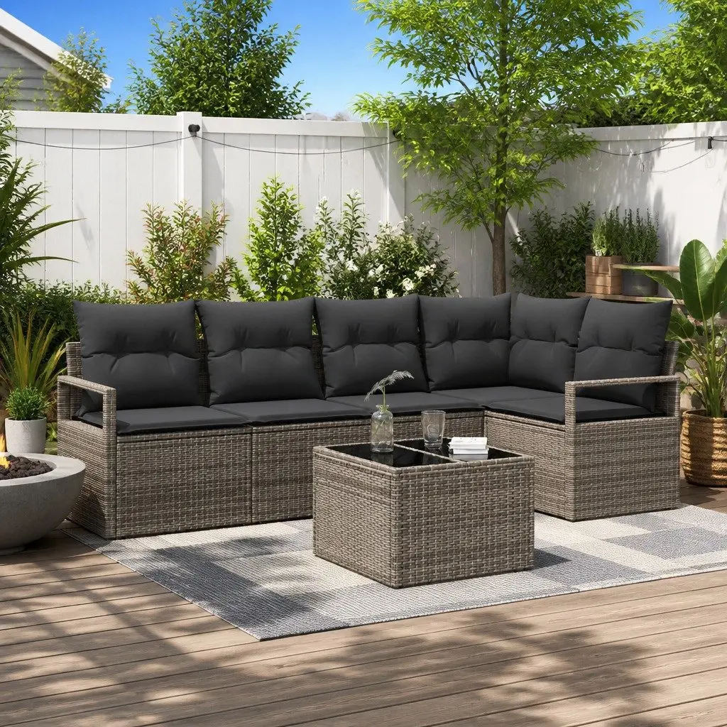 6-Piece Modular Light Grey Garden Sofa Set