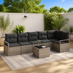 7-Piece Modular Outdoor Garden Sofa Set with Cushions