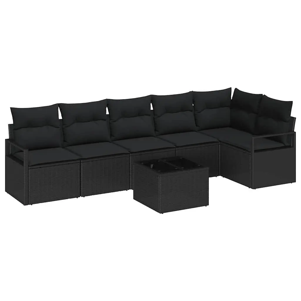 7-Piece Outdoor Garden Sofa Set in Black