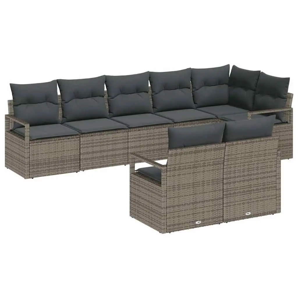 8-Piece Modular Grey Garden Sofa Set for Outdoor Comfort