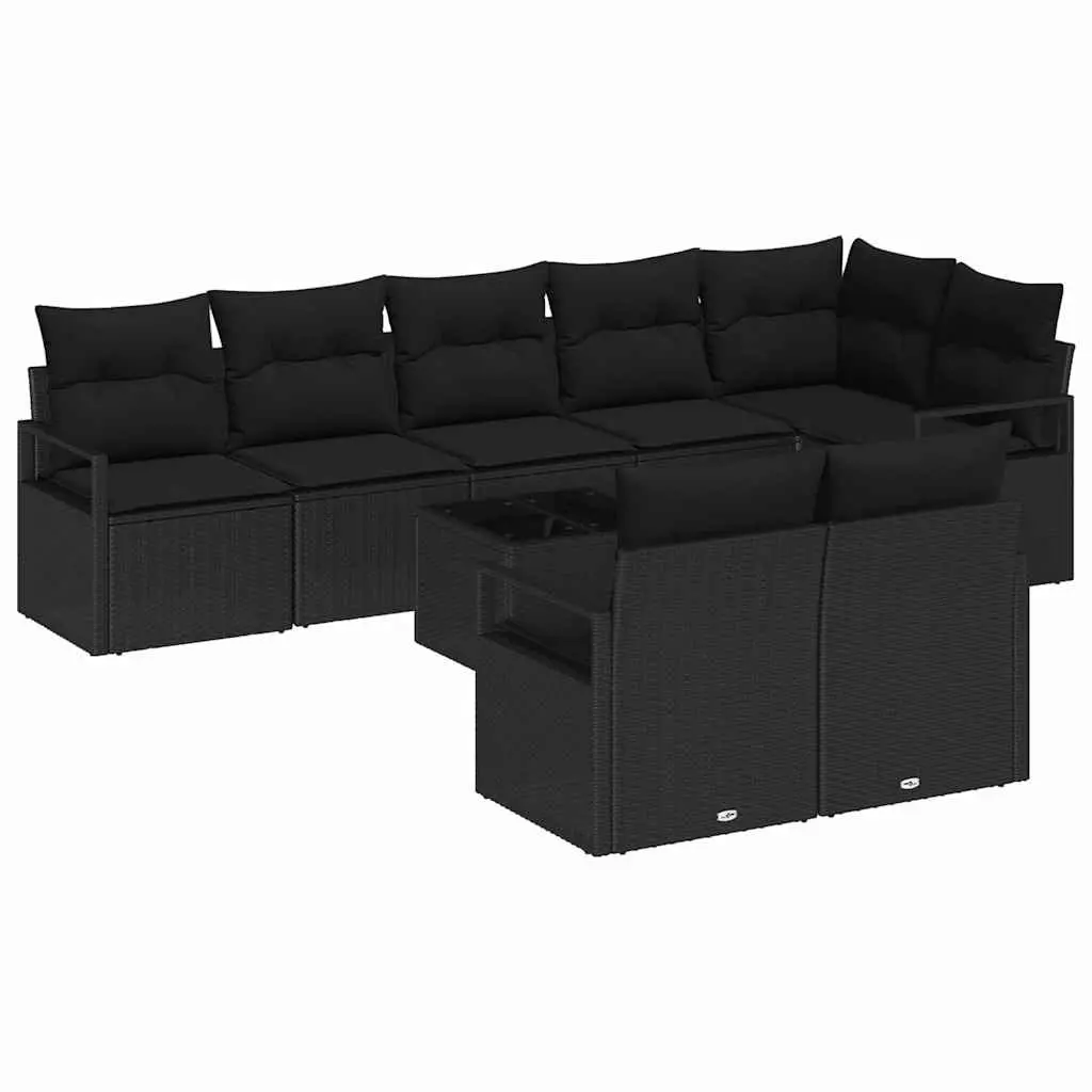 Outdoor Garden Sofa Set Poly Rattan 9 Piece Modular Lounge Seating Black
