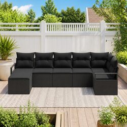 7-Piece Modular Outdoor Sofa Set in Black Rattan