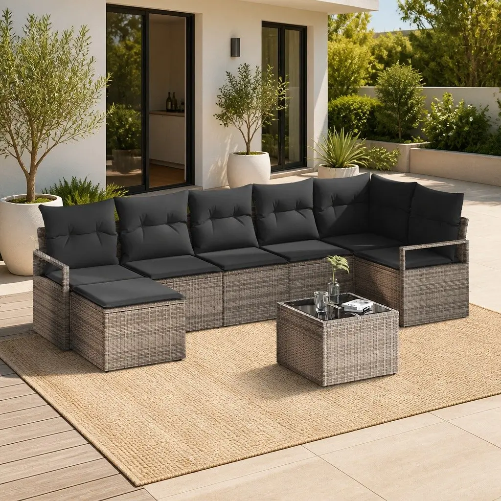 Light Grey 8-Piece Outdoor Sofa Set with Storage
