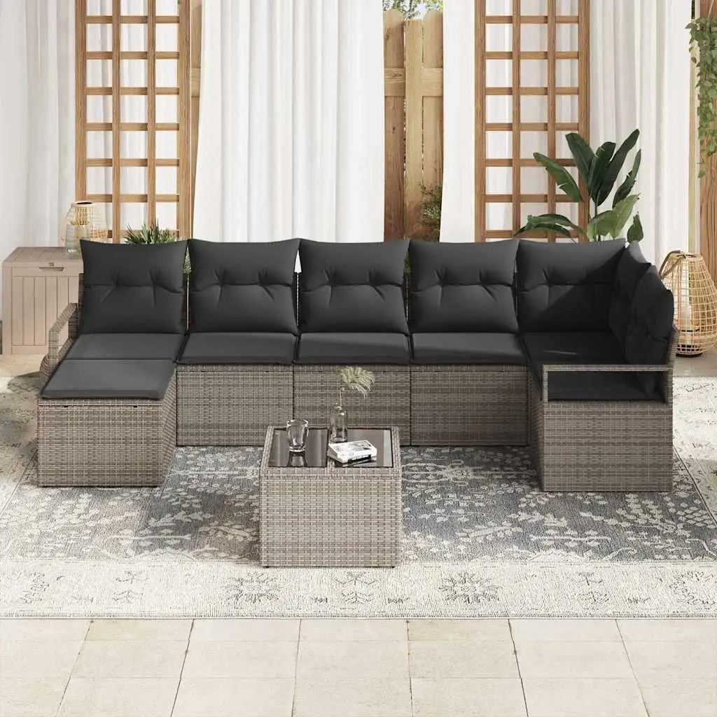 Light Grey 8-Piece Outdoor Sofa Set with Storage