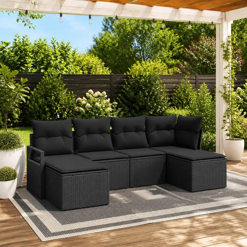 6-Piece Modular Outdoor Sofa Set with Storage Cushions