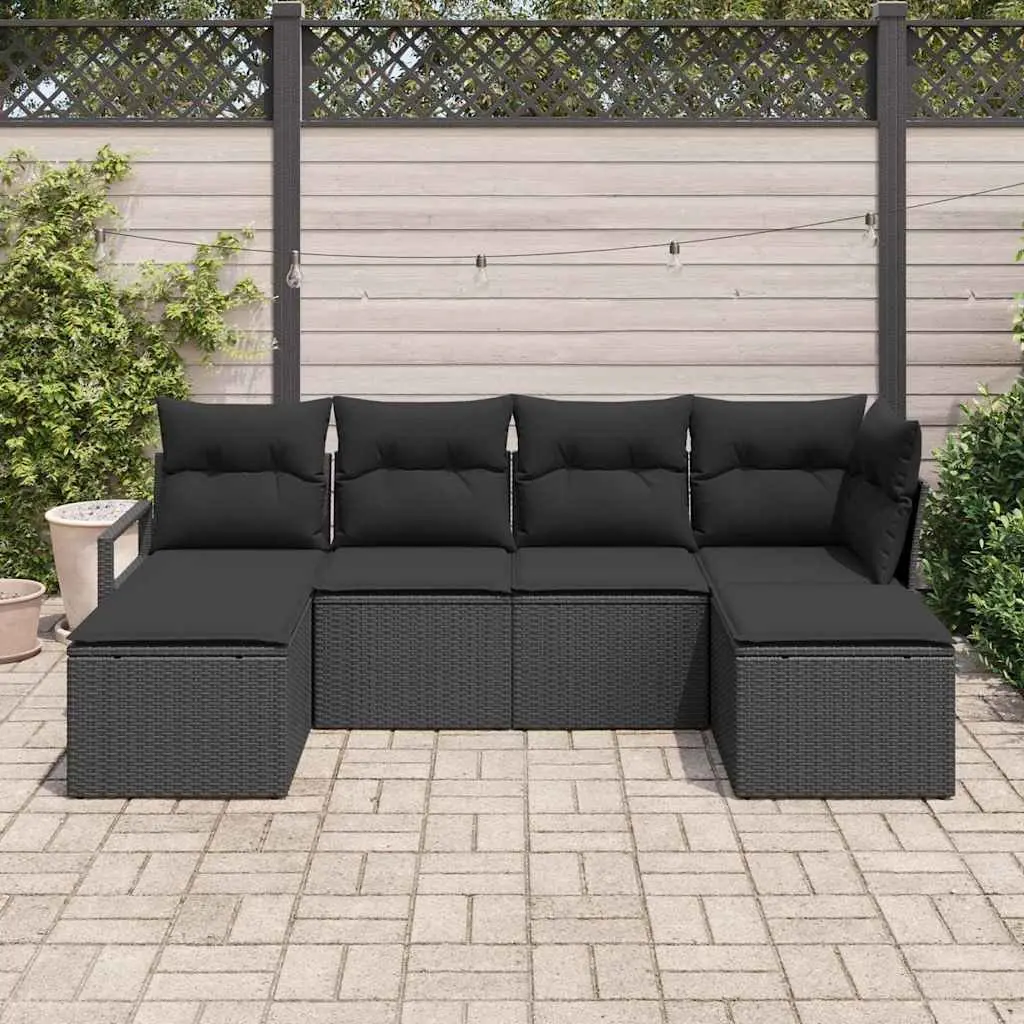 6-Piece Modular Outdoor Sofa Set with Storage Cushions