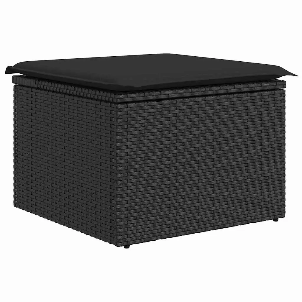Outdoor Sofa Set 8 Pieces Black Poly Rattan
