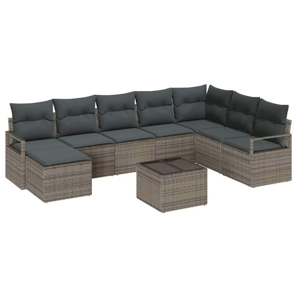 Light Grey Modular Outdoor Sofa Set 9pcs with Storage