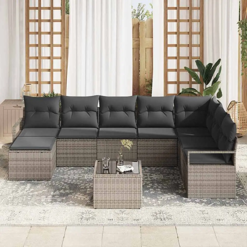 Light Grey Modular Outdoor Sofa Set 9pcs with Storage
