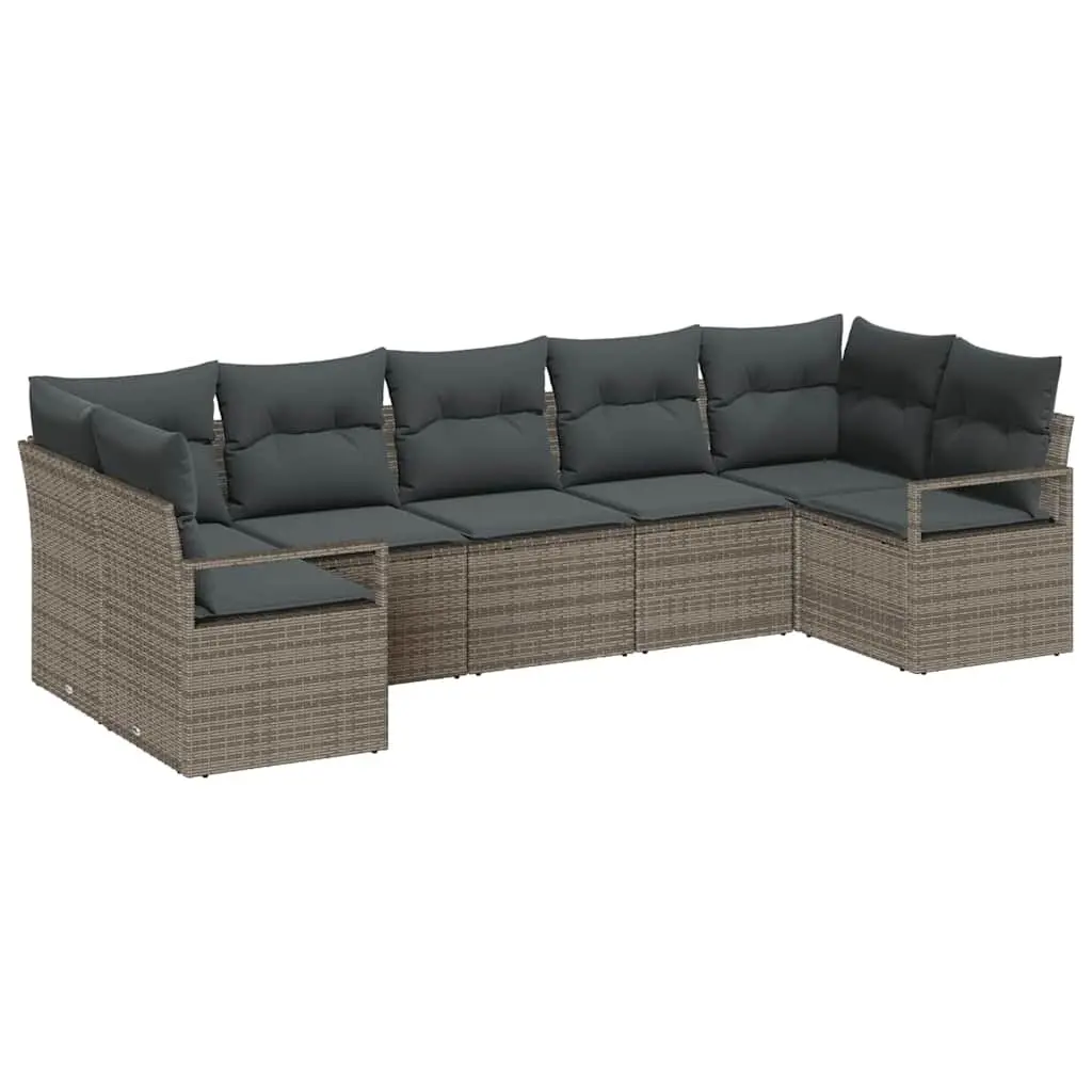 7-Piece Grey Modular Garden Sofa Set for Outdoor Comfort
