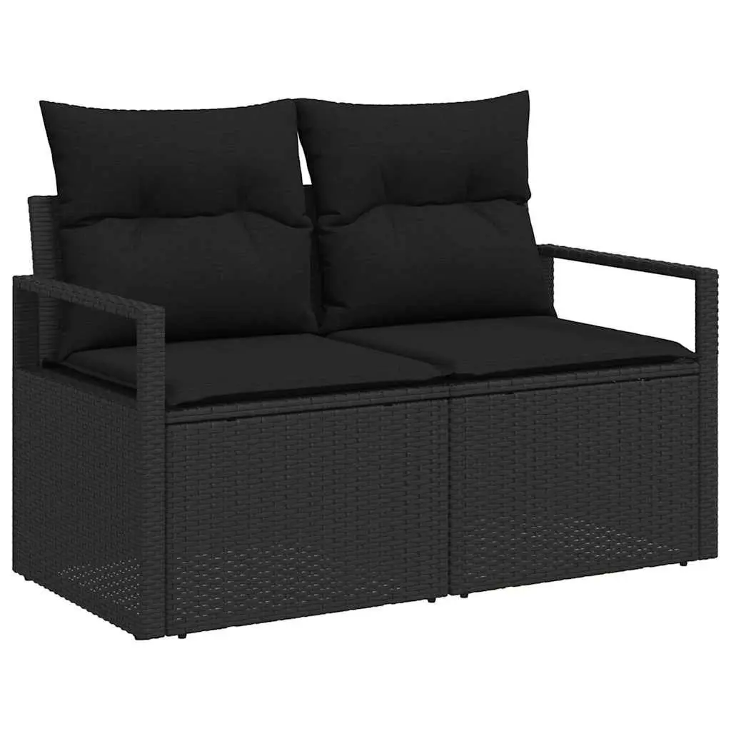 Outdoor Garden Sofa Set 7 Piece Modular Patio Furniture Black Poly Rattan