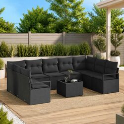 Stylish 10-Piece Outdoor Garden Sofa Set in Black