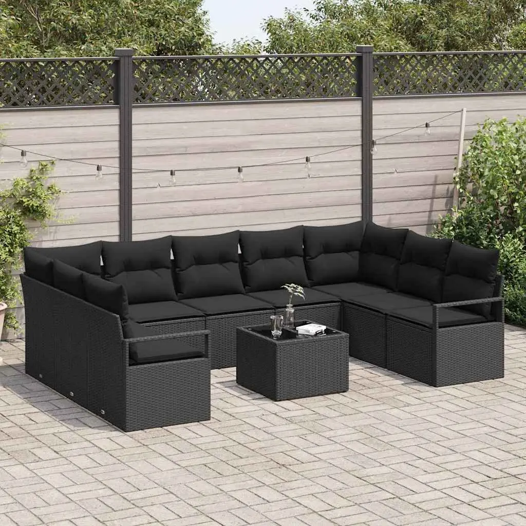 10-Piece Outdoor Garden Sofa Set in Black