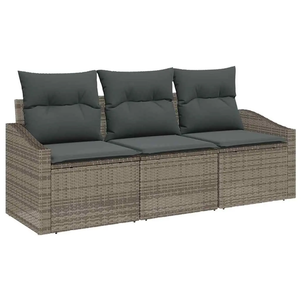 3-Piece Grey Garden Sofa Set with Cushions