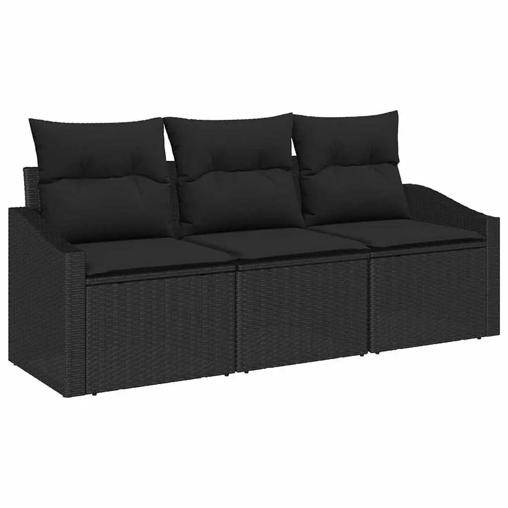 3-Piece Outdoor Garden Sofa Set in Black