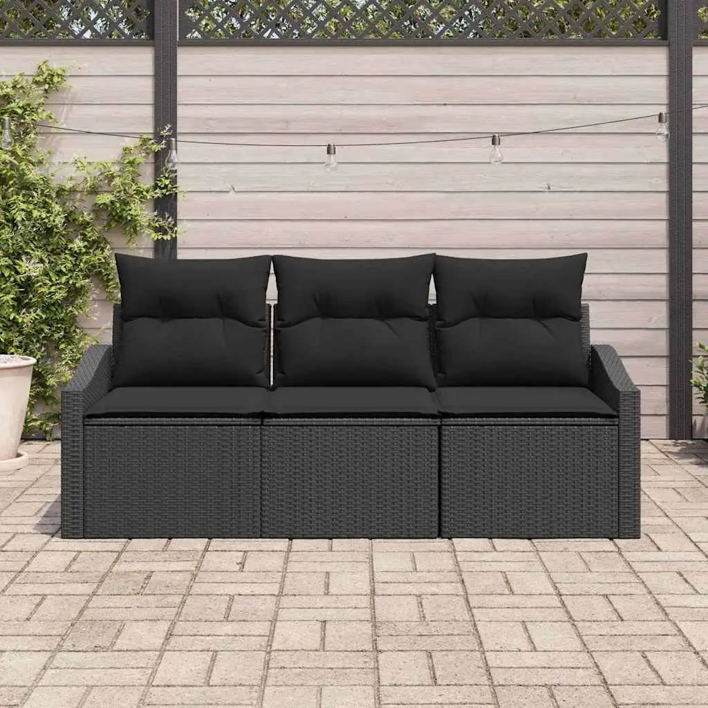 3-Piece Outdoor Garden Sofa Set in Black