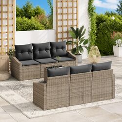 7-Piece Grey Rattan Outdoor Sofa Set with Storage Cushions