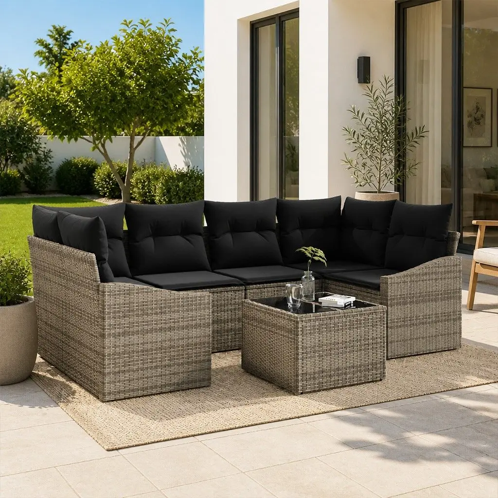 Modular 7-Piece Garden Sofa Set with Storage in Grey