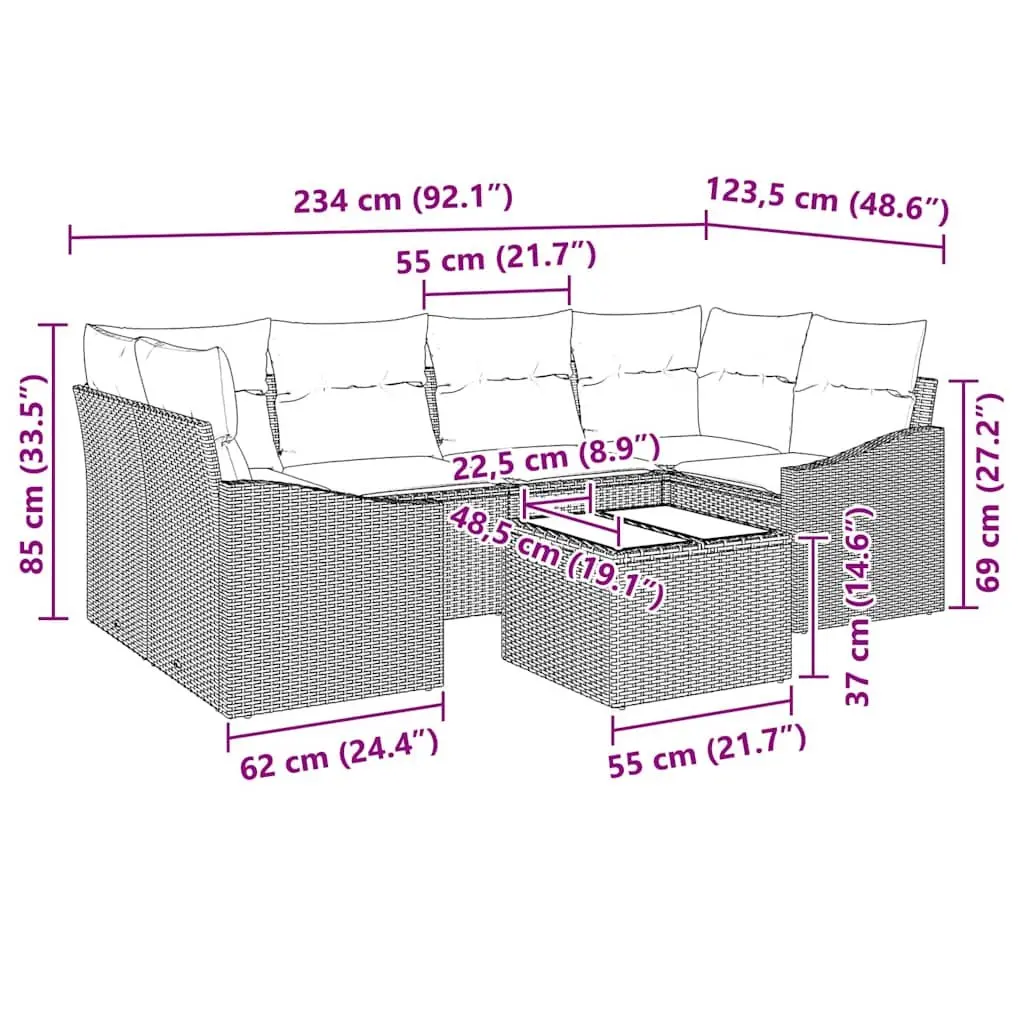 Modular 7-Piece Garden Sofa Set with Storage in Grey