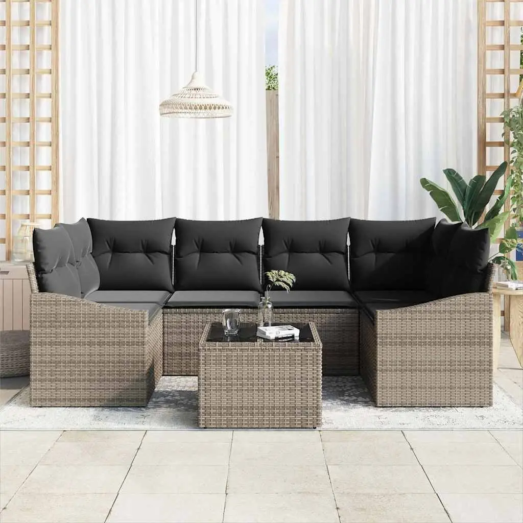 Modular 7-Piece Garden Sofa Set with Storage in Grey