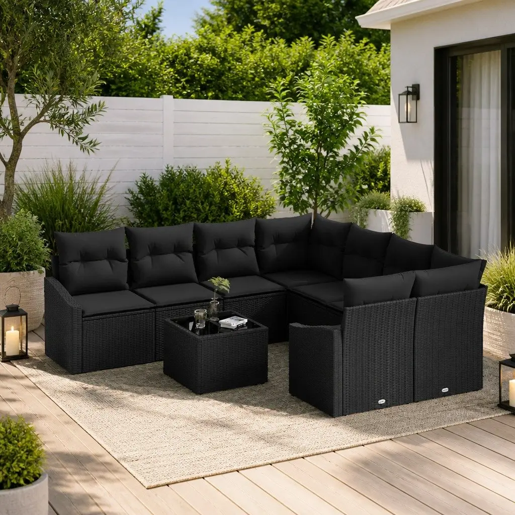 9-Piece Modular Outdoor Sofa Set with Storage Table
