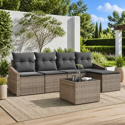 6-Piece Modular Garden Sofa Set in Light Grey