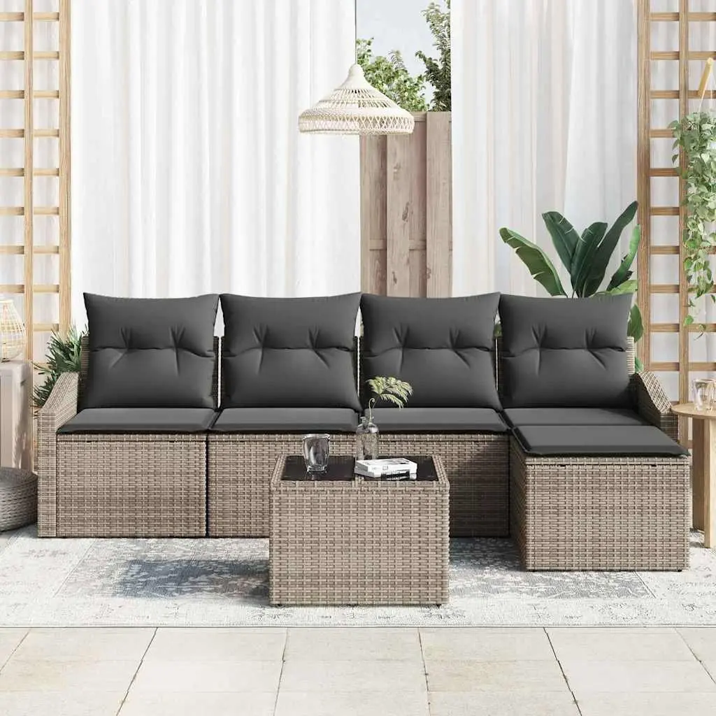 6-Piece Modular Garden Sofa Set in Light Grey