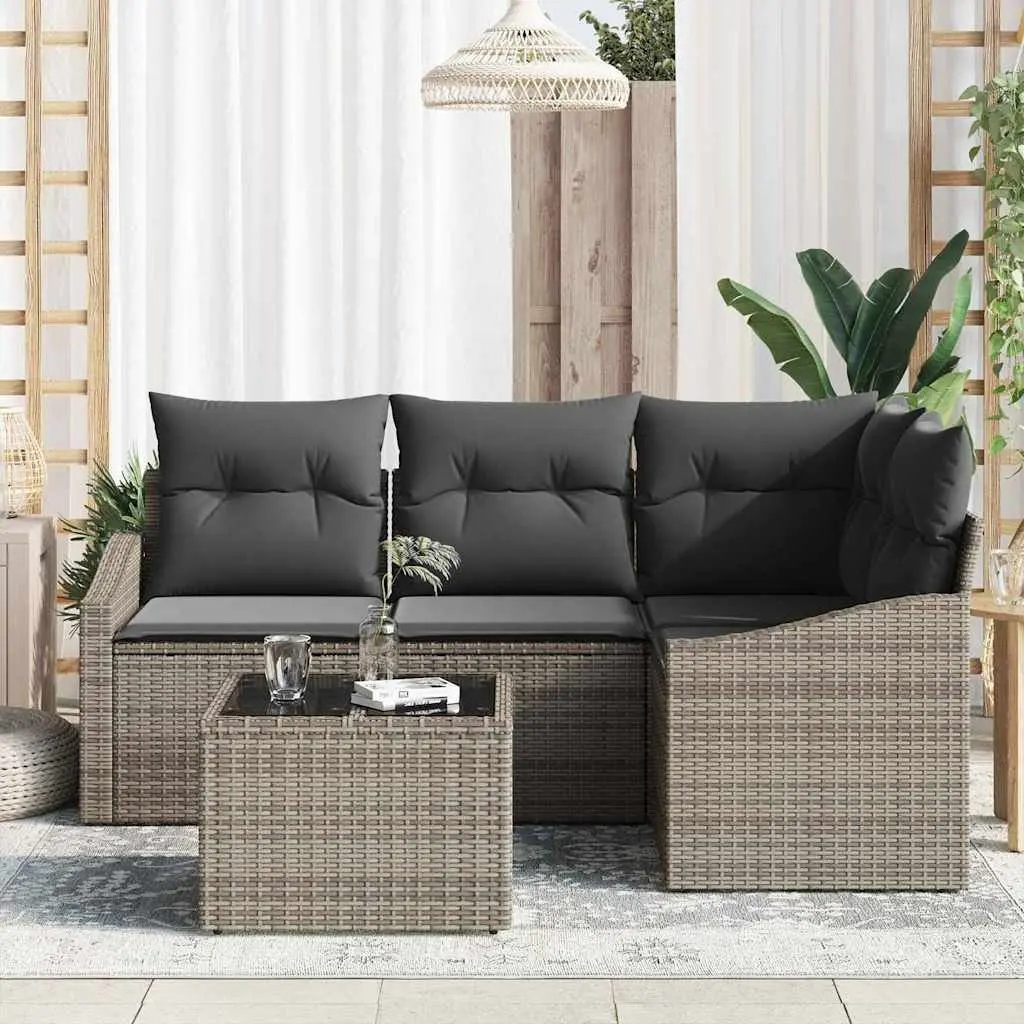 5-Piece Light Grey Outdoor Corner Sofa Set