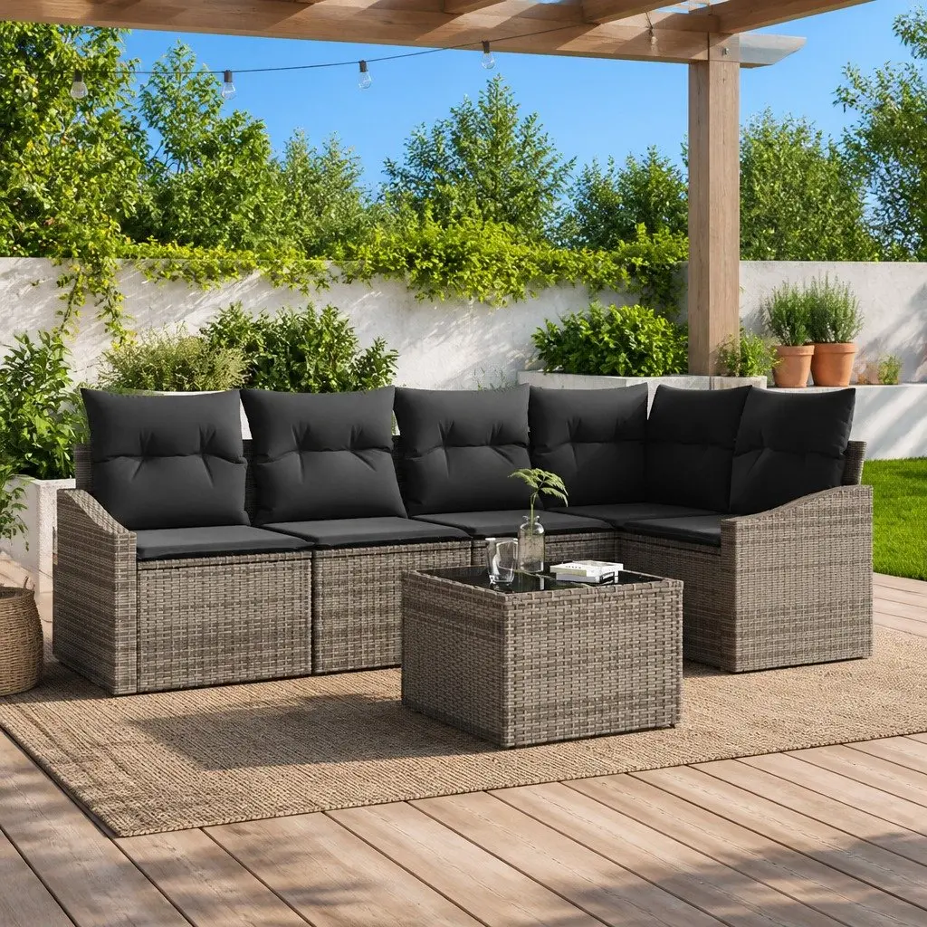 Light Grey 6-Piece Modular Outdoor Garden Sofa Set