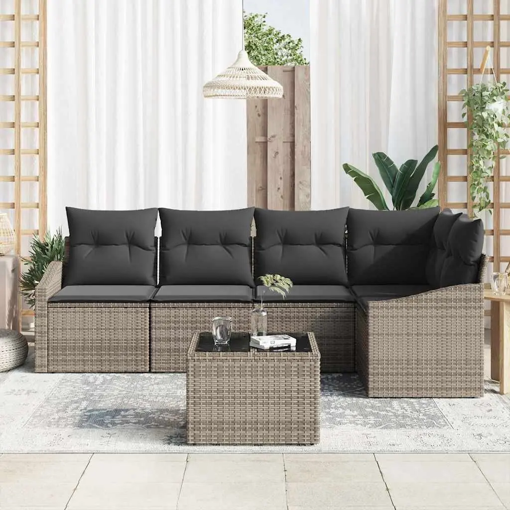 Light Grey 6-Piece Modular Outdoor Garden Sofa Set