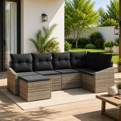 Stylish 6-Seater Modular Outdoor Sofa Set with Storage