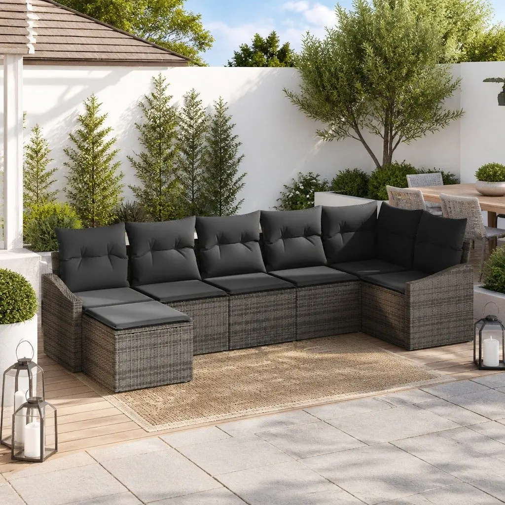 7-Piece Modular Outdoor Garden Sofa Set in Grey