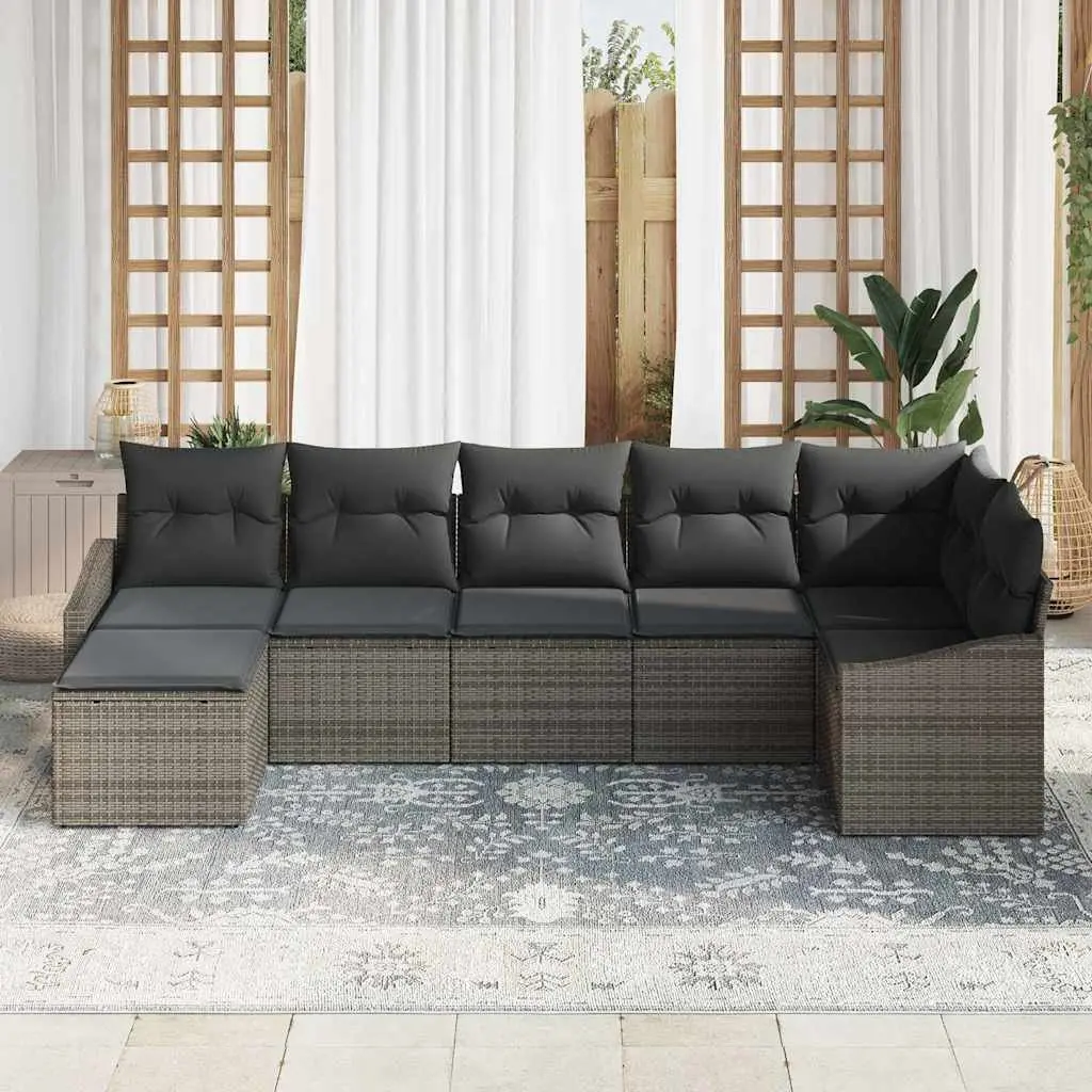 7-Piece Modular Outdoor Garden Sofa Set in Grey