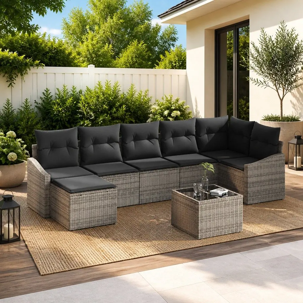 8-Piece Modular Outdoor Sofa Set in Light Grey