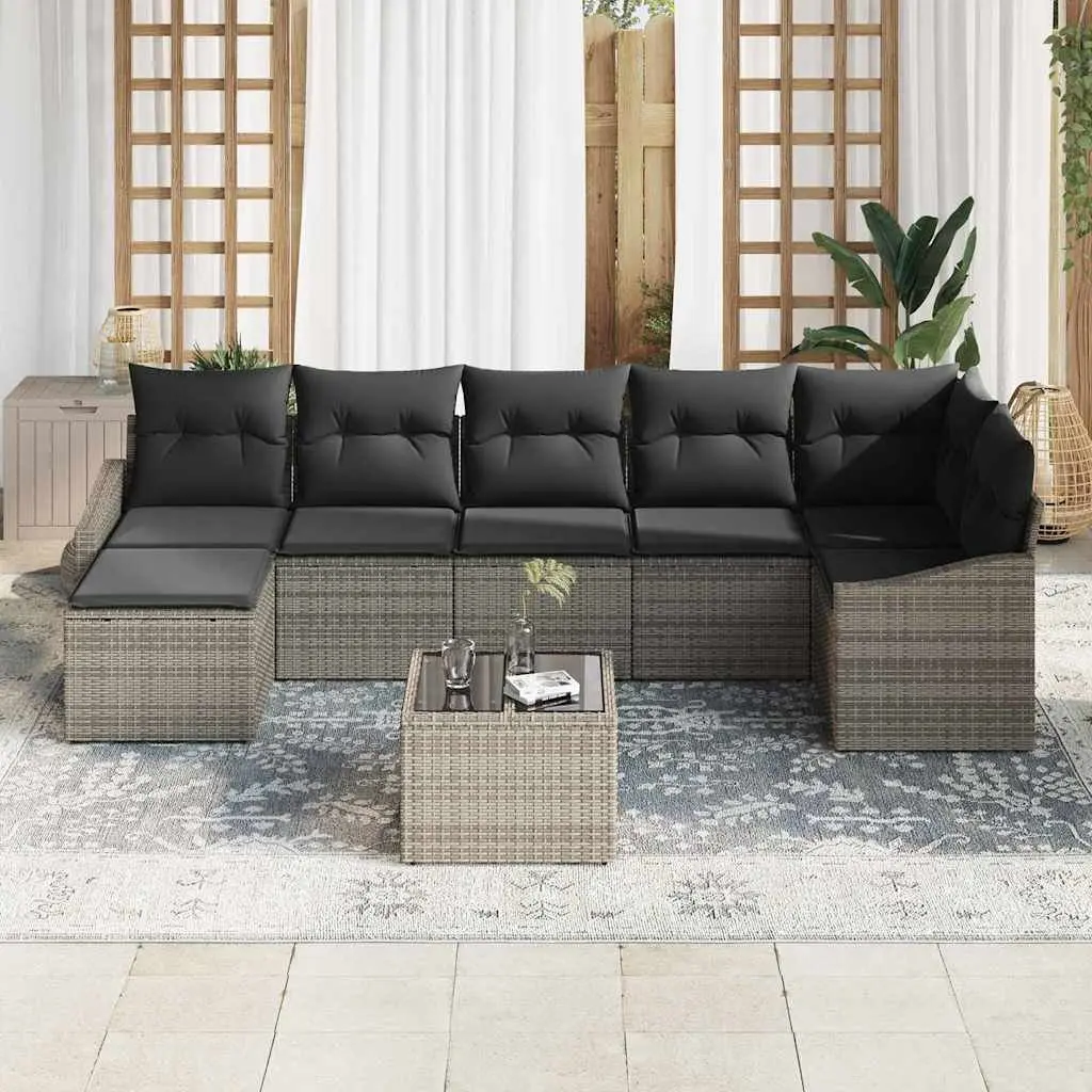 8-Piece Modular Outdoor Sofa Set in Light Grey