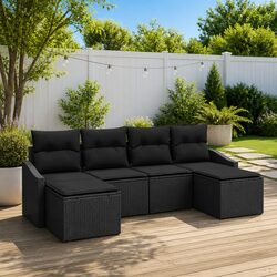 Stylish 6-Seater Garden Dining Set with Storage Benches