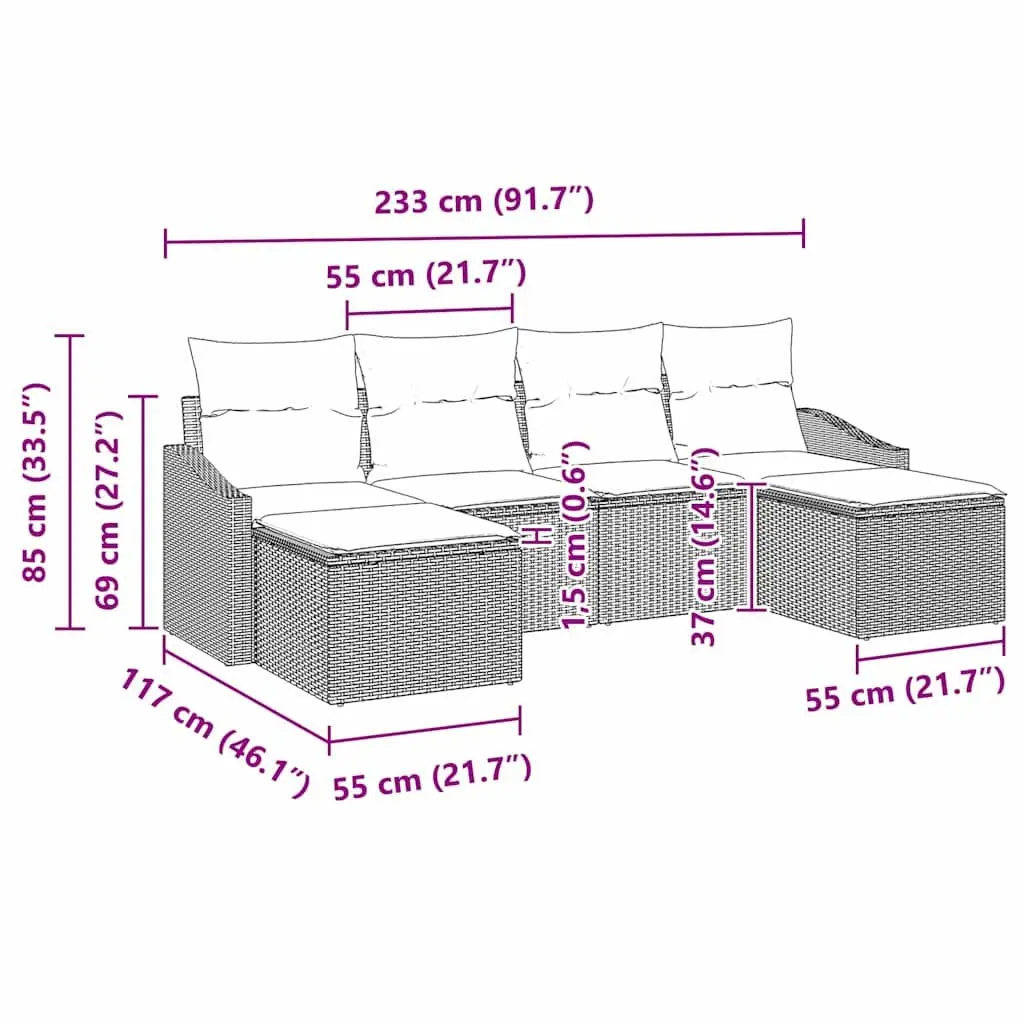6-Seater Garden Dining Set with Storage Benches