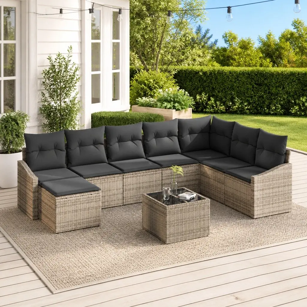 Light Grey 8-Piece Modular Garden Sofa Set for Outdoor