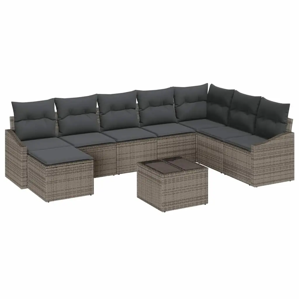 Light Grey 8-Piece Modular Garden Sofa Set for Outdoor