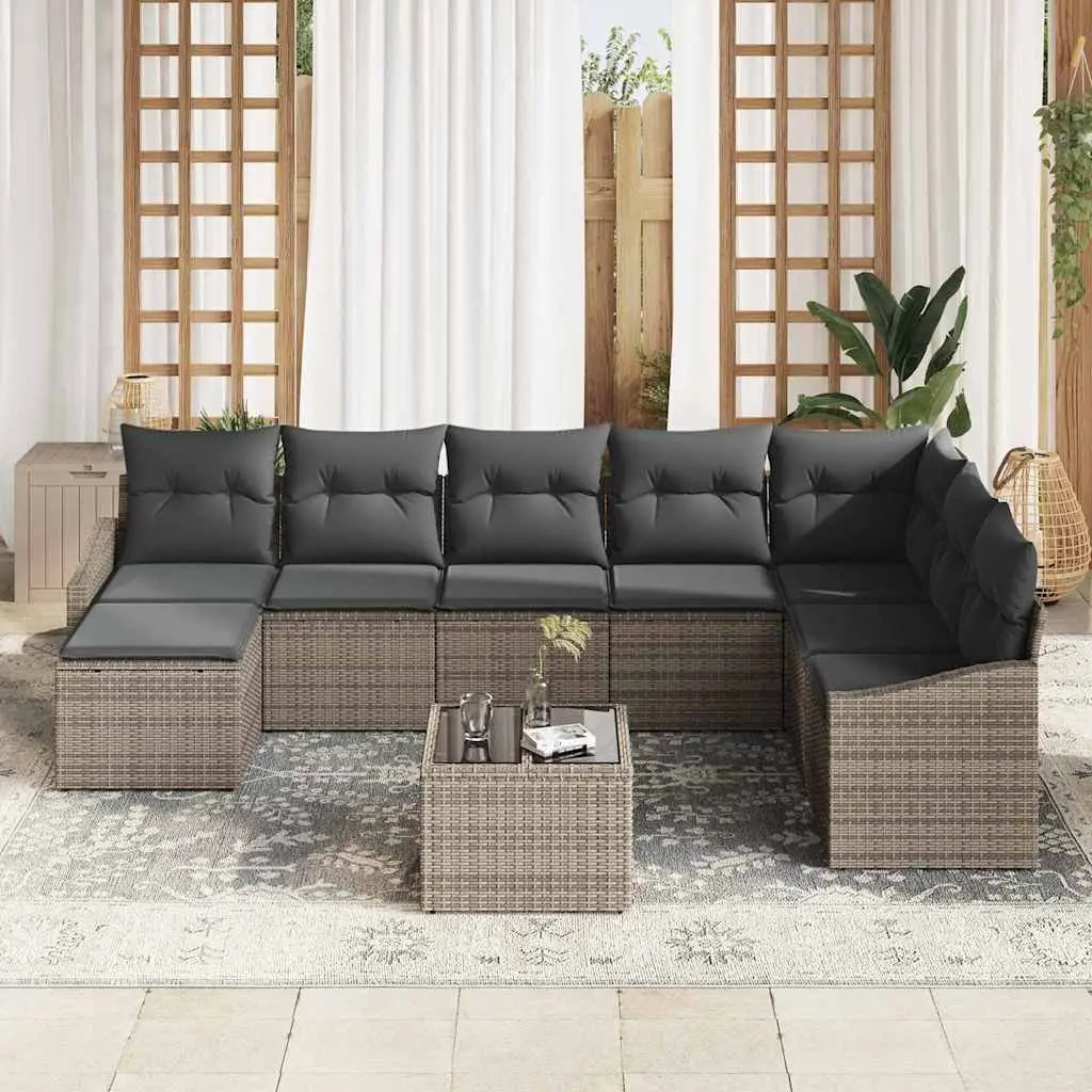 Light Grey 8-Piece Modular Garden Sofa Set for Outdoor