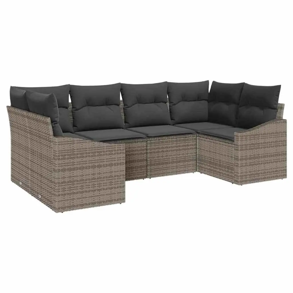 Modular 6 Piece Grey Poly Rattan Garden Sofa Set