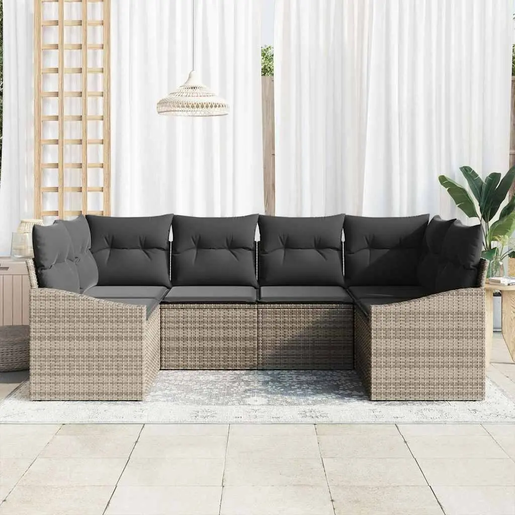 Modular 6 Piece Grey Poly Rattan Garden Sofa Set